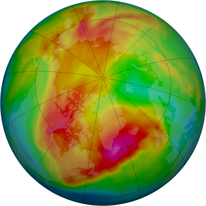 Arctic ozone map for 08 January 2015